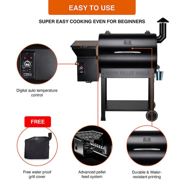 Z Grills - Wood Pellet Grill and Smoker 694 sq. in. ZPG-7002B - Black - Image 9