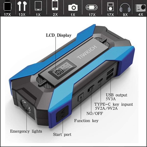 12V Car Jump Starter Booster 10000mAh Auto Jumper Battery USB Power Bank Charger - Image 5