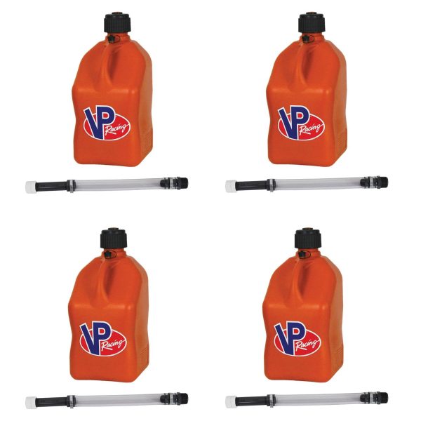 VP Racing Fuels 5.5 Gallon Utility Jugs with Deluxe Hoses, Orange (4 Pack)