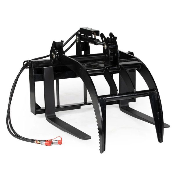 Titan Attachments Hydraulic Skid Steer Pallet Fork Grapple Attachment V2 with 48in Fork Blades, 1/2in Thick Steel Frame, Quick Tach Mounting System