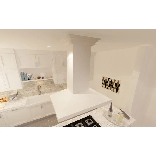 ZLINE 30 in. Wooden Island Mount Range Hood in White Includes Motor - Image 4