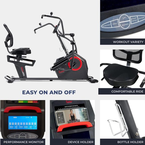 Sunny Health & Fitness Electromagnetic Recumbent Cross Trainer Exercise Elliptical Bike w/Arm Exercisers, Easy Access Seat & Exclusive SunnyFit® App Enhanced Bluetooth Connectivity - SF-RBE4886SMART… - Image 5