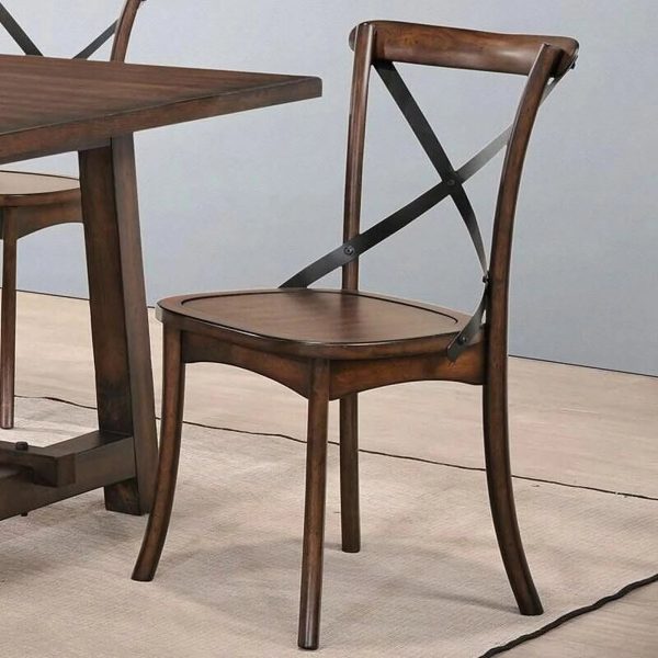 Unique Design Wooden Side Chairs 4pc Set Dark Oak Finish Dining Furniture