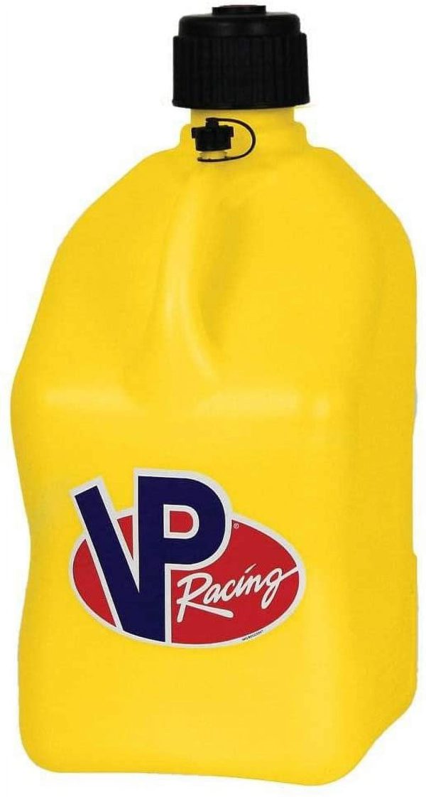 VP Racing Fuels 5-Gallon Square Motorsport Utility Container Yellow w/ 14" Standard Hose 2 Pack Close-Trimmed Cap and Neck for Tight Seal - Image 2