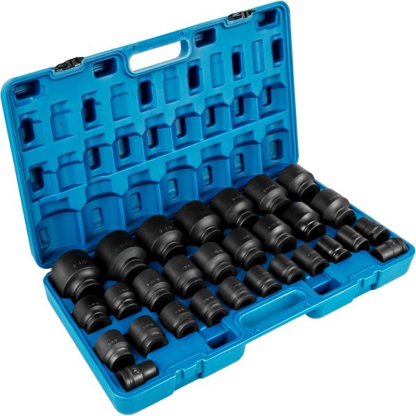 VEVOR Impact Socket Set 3/4 inches 29 Piece Impact Sockets, 6-Point Sockets, Rugged Construction, CR-M0, 3/4inches Drive Socket Set Impact SAE 3/4 inch - 2-1/2 inch, with a Storage Cage