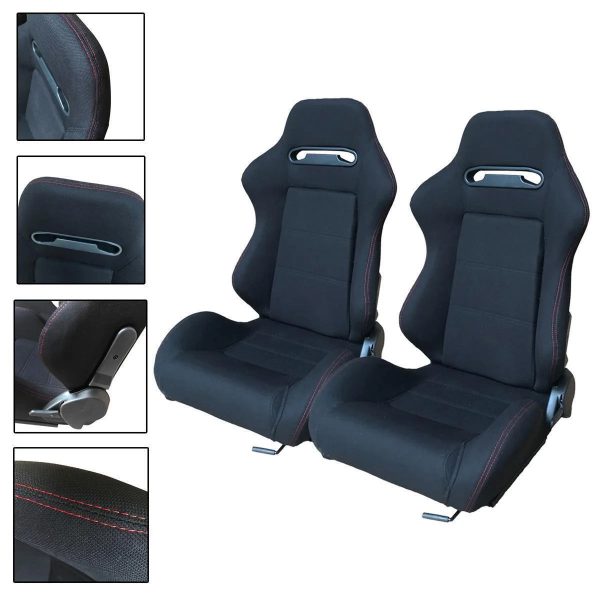 ZGBY 2Pcs Left Right Reclinable Sports Bucket Racing Seats With Sliders Design