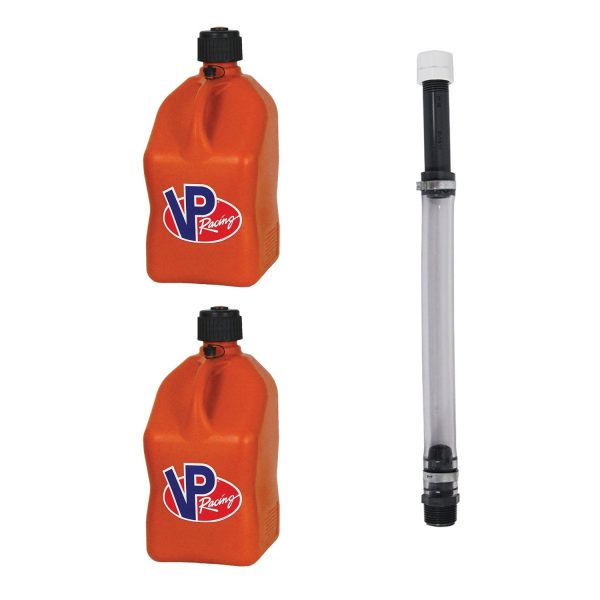 VP Racing Fuels 5.5 Gal Utility Jugs (2 Pack) with 14 Inch Hose, Orange