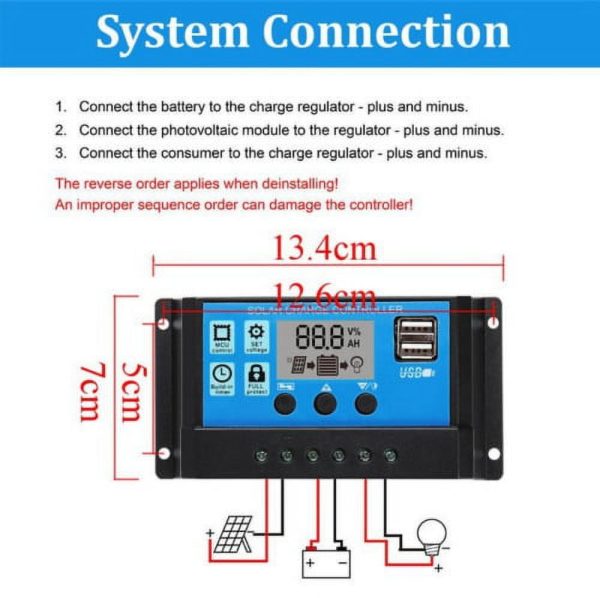 TASHHAR Solar Panel Kit 300W with Controller and Power Inverter 18V Battery Charger Maintainer for Boat Car RV Motorcycle Marine Automotive - Image 8