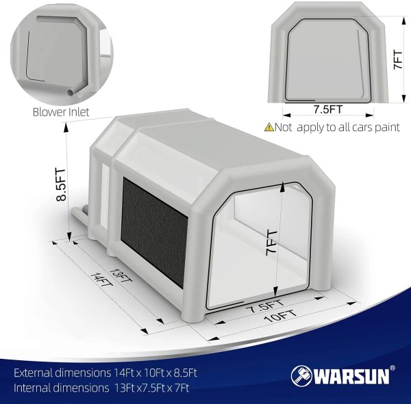 Warsun Inflatable Paint Booth with Larger Air Filter System 14x10x8.5Ft Inflatable Spray Portable Paint Tent - Image 3