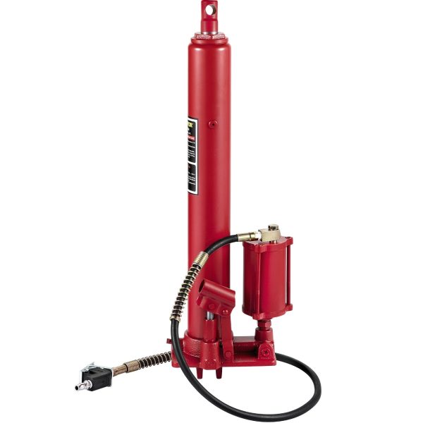 VEVOR Hydraulic / Pneumatic Long Ram Jack, 8 Tons/17363 lbs Capacity, with Single Piston Pump and Clevis Base, Manual Cherry Picker w/Handle, for Garage/Shop Cranes, Engine Lift Hoist, Red - Image 9