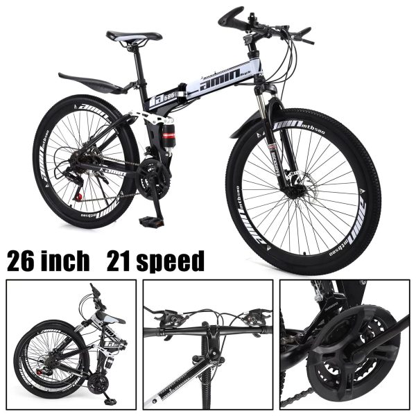 Unisex Adult Mountain Bike Full Suspension 26" 21 Speed MTB Folding Bicycle - Image 2