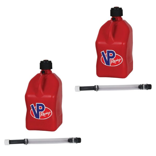 VP Racing Fuels 5.5 Gal Utility Jug w/ Deluxe 14 In Hose Kit, Red (2 Pack)