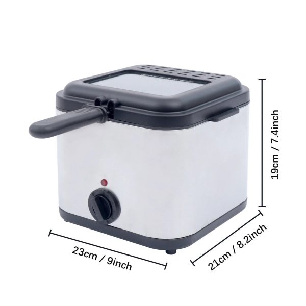 1000W 2.5L Deep Fryer With Basket Small Fryer w/ View Window, Oil Dripping Hook - Image 2