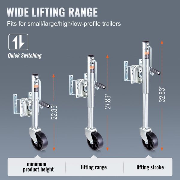 VEVOR Trailer Jack, Boat Trailer Jack 32.8 in, Bolt-on Trailer Tongue Jack Weight Capacity 1000 lb - Image 6