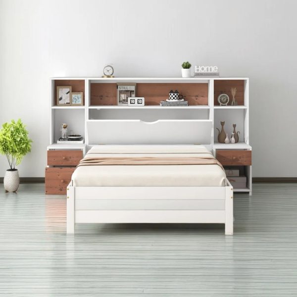 Twin Size Platform Bed with Storage Headboard and Drawers, Wooden Storage Bed Frame for Bedroom, Dorm, Bedroom Furniture - Image 8