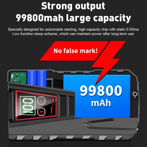 DFITO Portable 12V 99800mAh Car Jump Starter with LCD Display Power Bank Charger LED Flashlight - Image 3