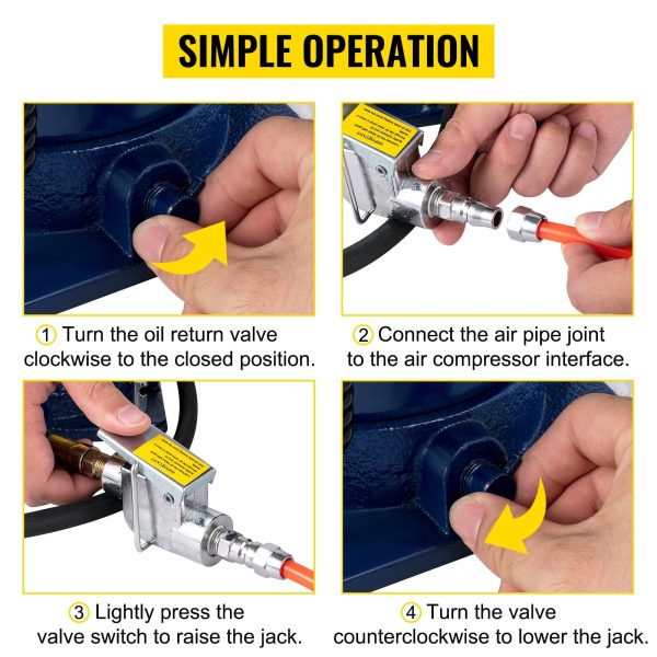 VEVOR Air Hydraulic Bottle Jack, 32 Ton/70550lbs, Pneumatic/Manual High Lift Bottle Jack, with Hand Pump for Car Truck RV Repair Lift - Image 7