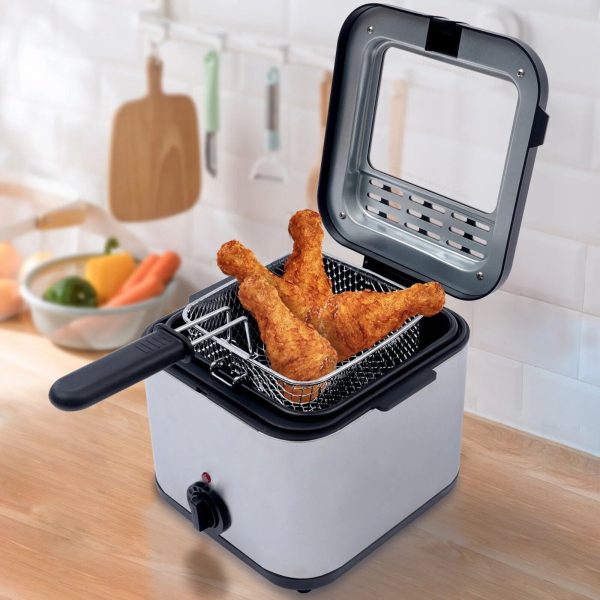 1000W 2.5L Deep Fryer With Basket Small Fryer w/ View Window, Oil Dripping Hook - Image 8