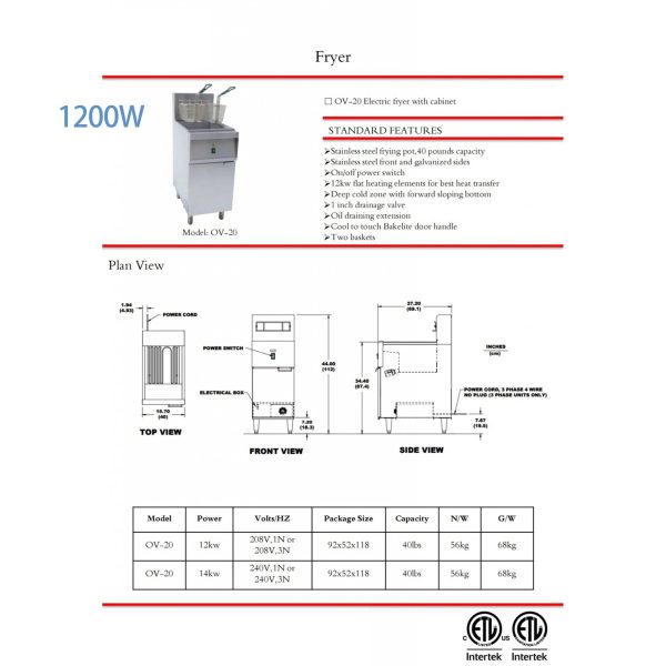 40lbs Electric Deep Fryer 220V, Commercial Fryer with Two Basket 1200W - Image 10