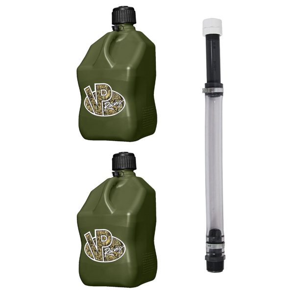 VP Racing Fuels 5.5 Gal Utility Container Jugs (2 Pack) w/ 14 In Hose, Camo