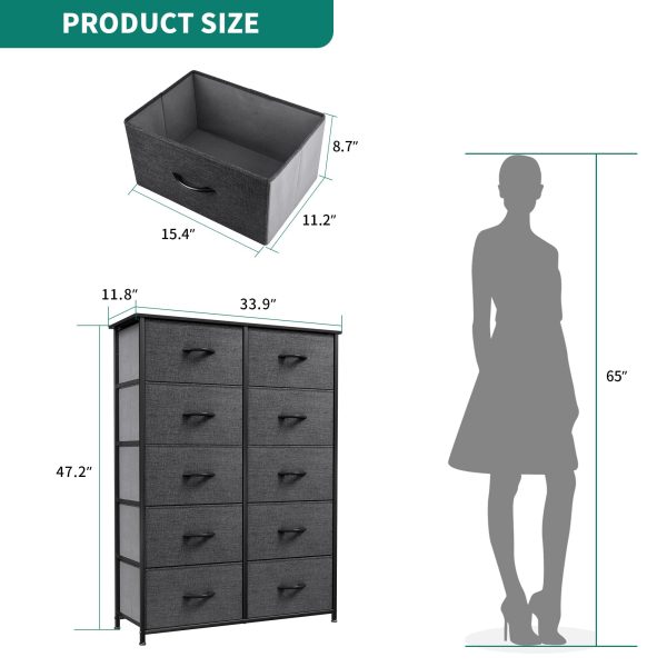 YITAHOME Dresser Storage Drawers Charcoal - Image 3