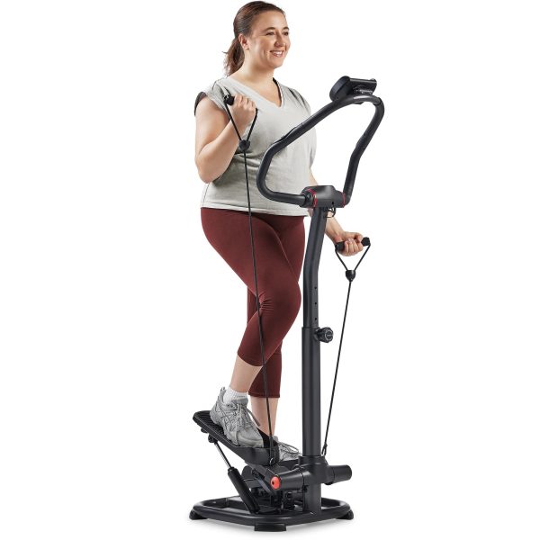 Sunny Health & Fitness Duo Function Premium Heavy Duty 330 LB Capacity Power Stepper with Resistance Bands, Space-Saving Low Impact Peddle w SunnyFit® App Enhanced Connectivity - SF-S021055…