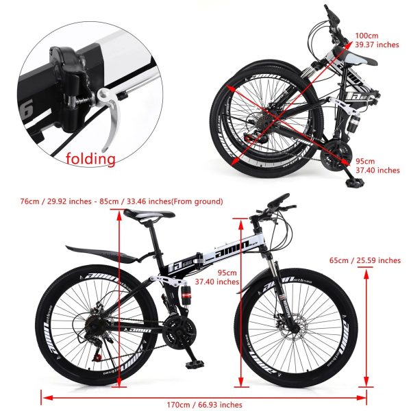 Unisex Adult Mountain Bike Full Suspension 26" 21 Speed MTB Folding Bicycle - Image 4