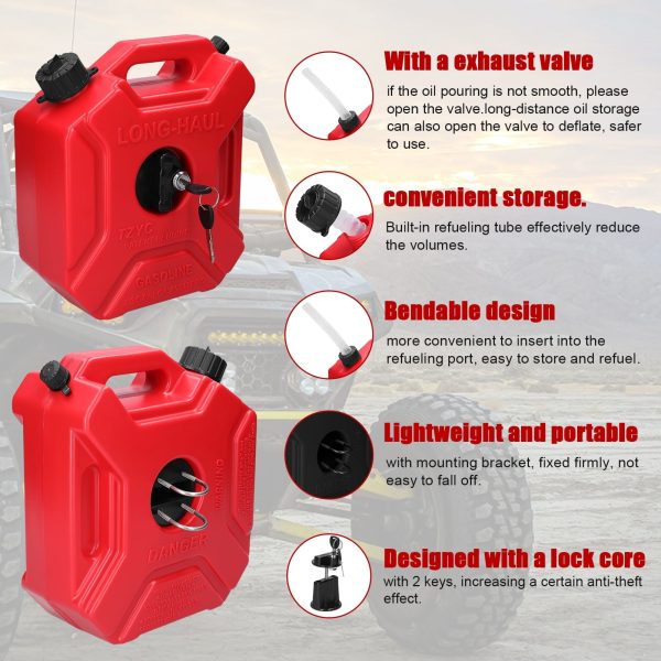 OWSOO Plastic bucket,Tanks 5L Portable 1.3 Fuel Tanks Lock Key Car SUV ATV Off-Road Plastic Bucket Portable Diesels Containers -Static Tanks Lock Diesels Containers -Static Tanks Lock Key - Image 5