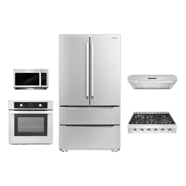 5 Piece Kitchen Package With 30" Slide-In Gas Cooktop 24" Single Electric Wall Oven 24.4" Built-in Microwave French Door Refrigerator & 24" Built-in Fully Integrated Dishwasher