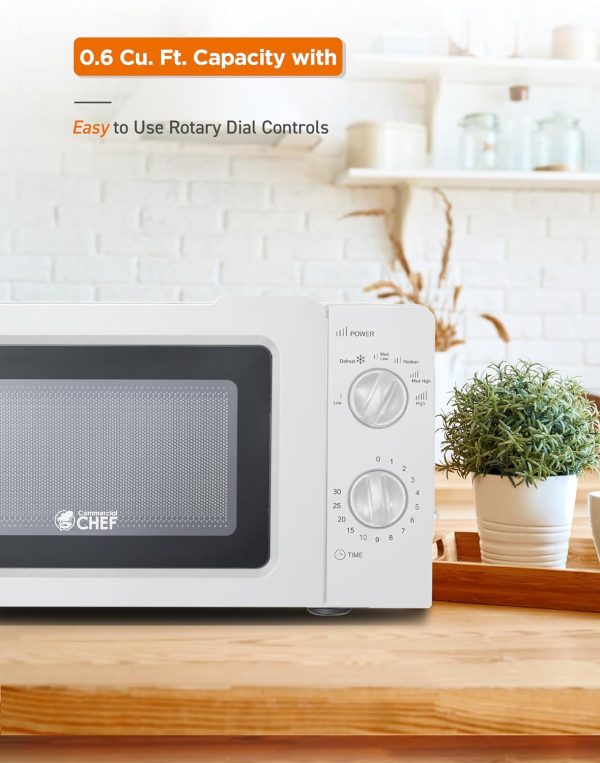 0.6 Cubic Foot Microwave with 6 Power Levels, Small Microwave with Grip Handle, 600W Countertop Microwave with 30 Minute Timer and Mechanical Dial Controls, Black - Image 6