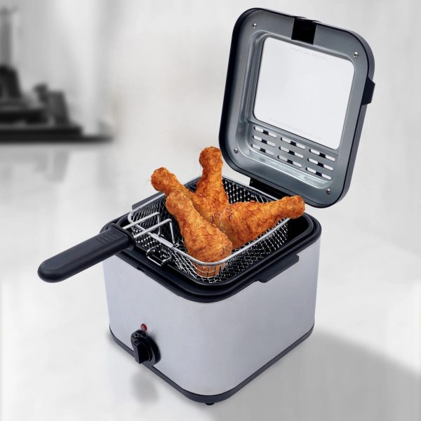 1000W 2.5L Deep Fryer With Basket Small Fryer w/ View Window, Oil Dripping Hook - Image 10