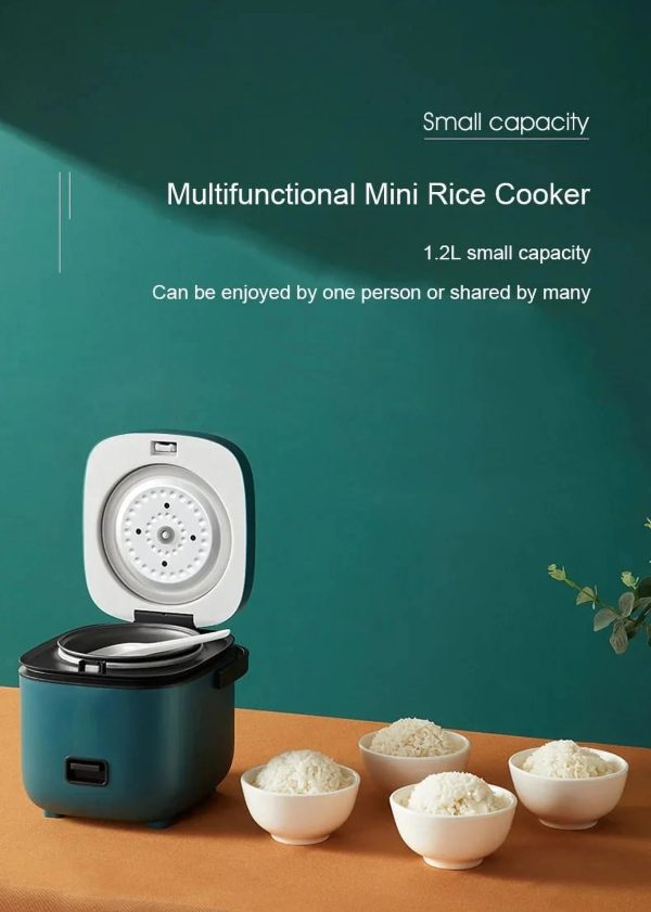 1.2L Mini Electric Rice Cooker - Intelligent, Automatic, Household Appliance for Small Meals, Food Warming, and Steaming - Ideal for 1-2 People Blue - Image 2