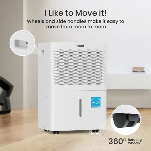 TOSOT 20 Pint 1,500 Sq Ft Dehumidifier Energy Star - for Home, Basement, Bedroom or Bathroom - Super Quiet (Previous 30 Pint) - Image 5