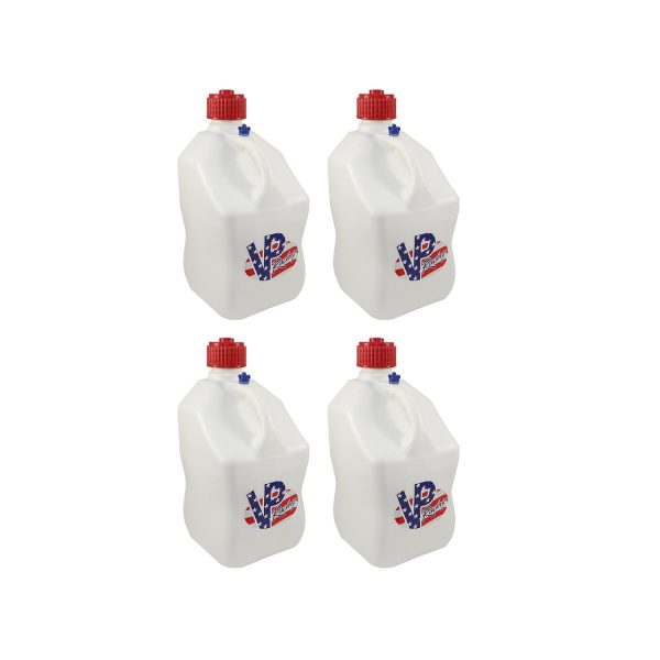 VP Racing Fuels Motorsport 5.5 Gallon Square Utility Jugs, White (4 Pack)