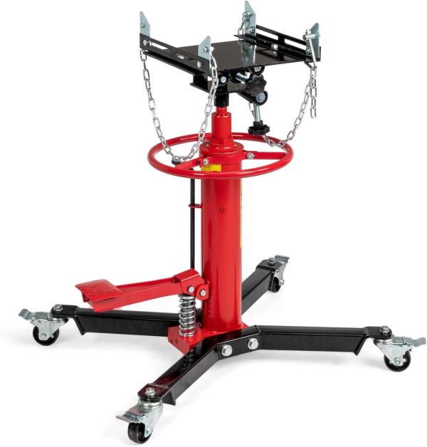 TUFFIOM Transmission Jack, 1660 lbs 3/4-Ton Hydraulic 2-Stage High Lift Vertical Telescoping Floor Jack Stand, 34" to 68" Lifting Range, w/Pedal, 360° Swivel Wheels, Garage/Shop Lift Hoist