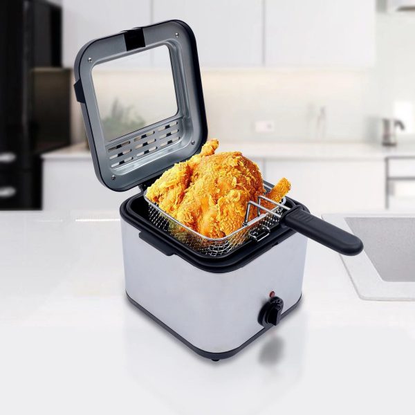 1000W 2.5L Deep Fryer With Basket Small Fryer w/ View Window, Oil Dripping Hook - Image 7