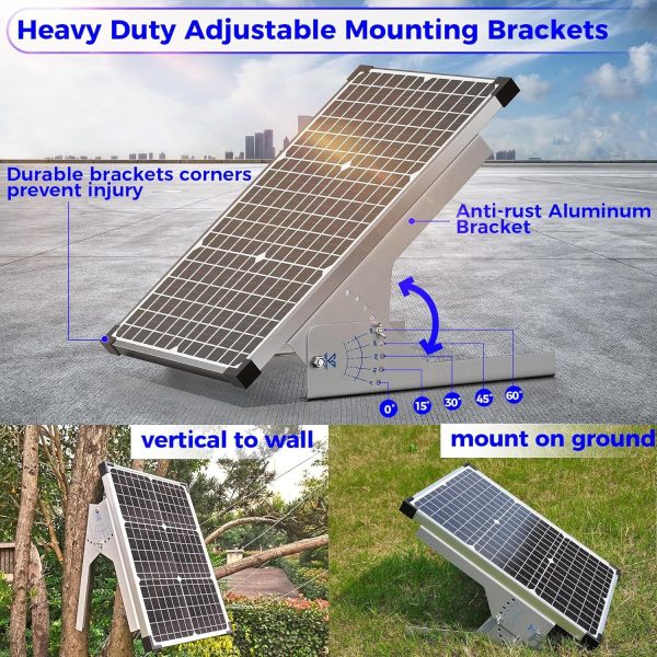 Voltset 30W Solar Panel Kit, 12v Solar Battery Trickle Charger Maintainer + 10A MPPT Charge Controller + Adjustable Mount Bracket,Waterproof Solar Panel Battery Charger for Car Boat Marine RV Roof - Image 4