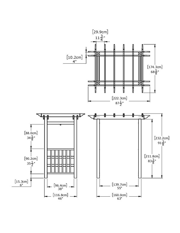 Vita 63"L x 46"W x 91"H Springport Vinyl Arbor, White, VA68146 - Image 3