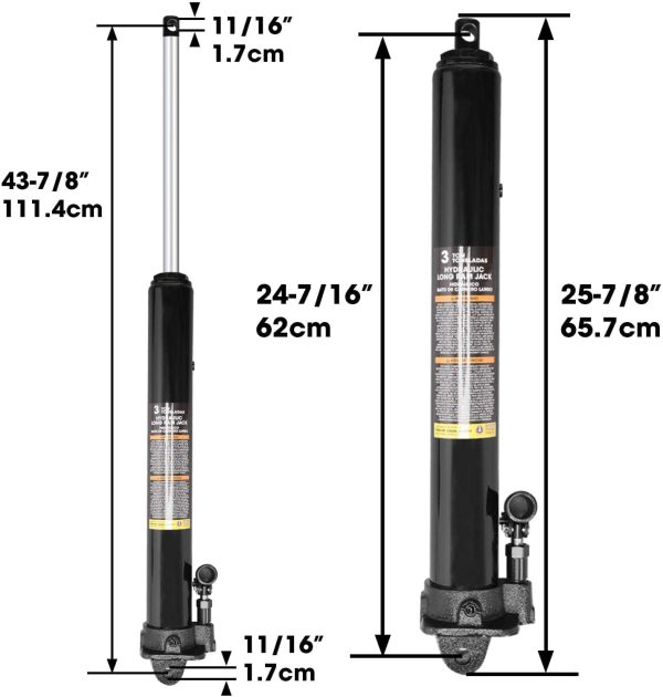 Torin 3 Ton Hydraulic Long Ram Jack with Single Piston Pump and Clevis Base Fits Garage/Shop Cranes, Engine Hoists,Black, W3036B - Image 8