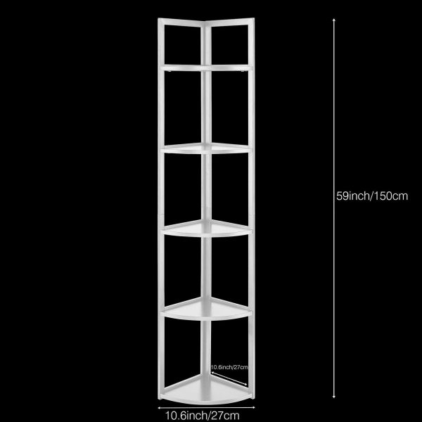 SWAREY 5 Tier Corner Bookcase Plant Stand Storage Open Shelf Corner Display Rack white - Image 7