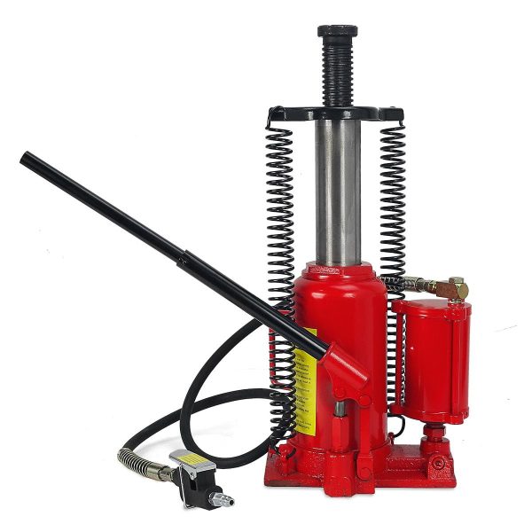 Stark 12-Ton Air/ Hydraulic Bottle Portable Air-Operated Bottle Jack Lift Jack Vehicle with Handle, Red - Image 2