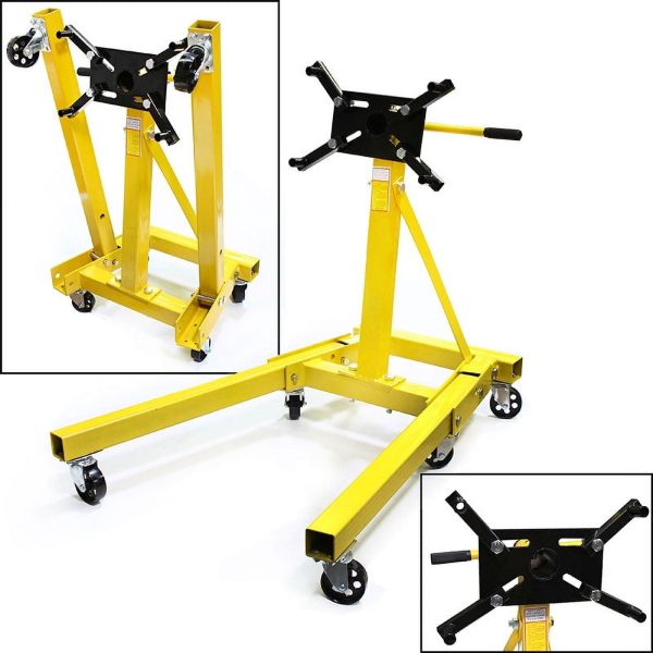 Stark Engine Stand 2000 lbs Capacity 360 Degree Head Motor Stand Folding Legs Motor Hoist Mover Auto Repair Rebuild Jack, Yellow - Image 2