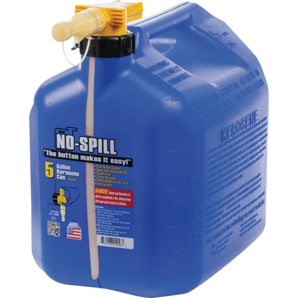 1 PK, No-Spill ViewStripe 5 Gal. Plastic Kerosene Fuel Can, Blue