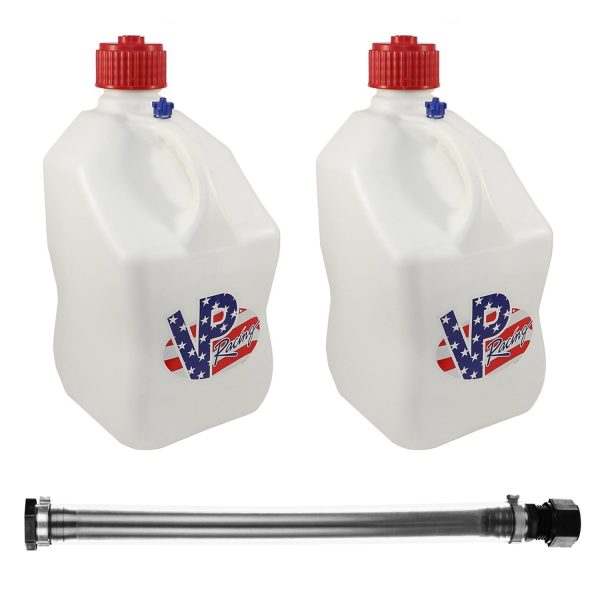 VP Racing Fuels 14 Inch Hose and 5 Gallon Jug, White & Patriotic (2 Pack)