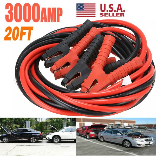 6m 3000A Car Battery Power Emergency Cable Jump Start Firing Line Power Wire Copper Clip Clamp Boost Cord Bateria Auto (Black and Red) - Image 5