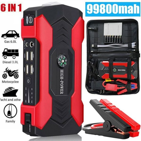 12V Car Jump Starter Portable Power Bank Battery Engine Booster 600A 69800mah