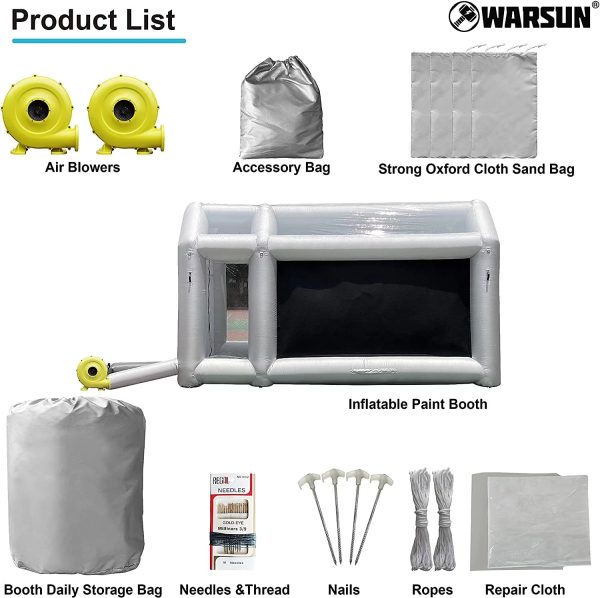 Warsun Inflatable Paint Booth with Larger Air Filter System 14x10x8.5Ft Inflatable Spray Portable Paint Tent - Image 6