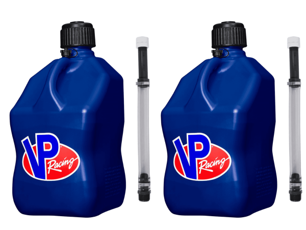 VP Racing Utility Jug 5.5 Gallon + Deluxe Hose - Mix and Match Between 11 Different Colors - Made in the USA (2 Pack, Blue)