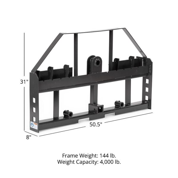 Titan Attachments Standard Series Pallet Fork Frame, Quick Tach Connection for Skid Steers, Tractors, Optional Pallet Fork Blades, Hay Spear Sleeves Included, 2" Receiver Hitch, Rated 4,000 LB - Image 2