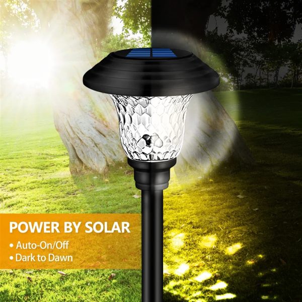 8 Pack Solar Garden Lights Outdoor, Decorative Solar Garden Lights Waterproof Glass Stainless Steel Auto-on/off Solar Landscape Lights for Lawn, Patio, Yard, Garden, Pathway, Driveway - Image 9